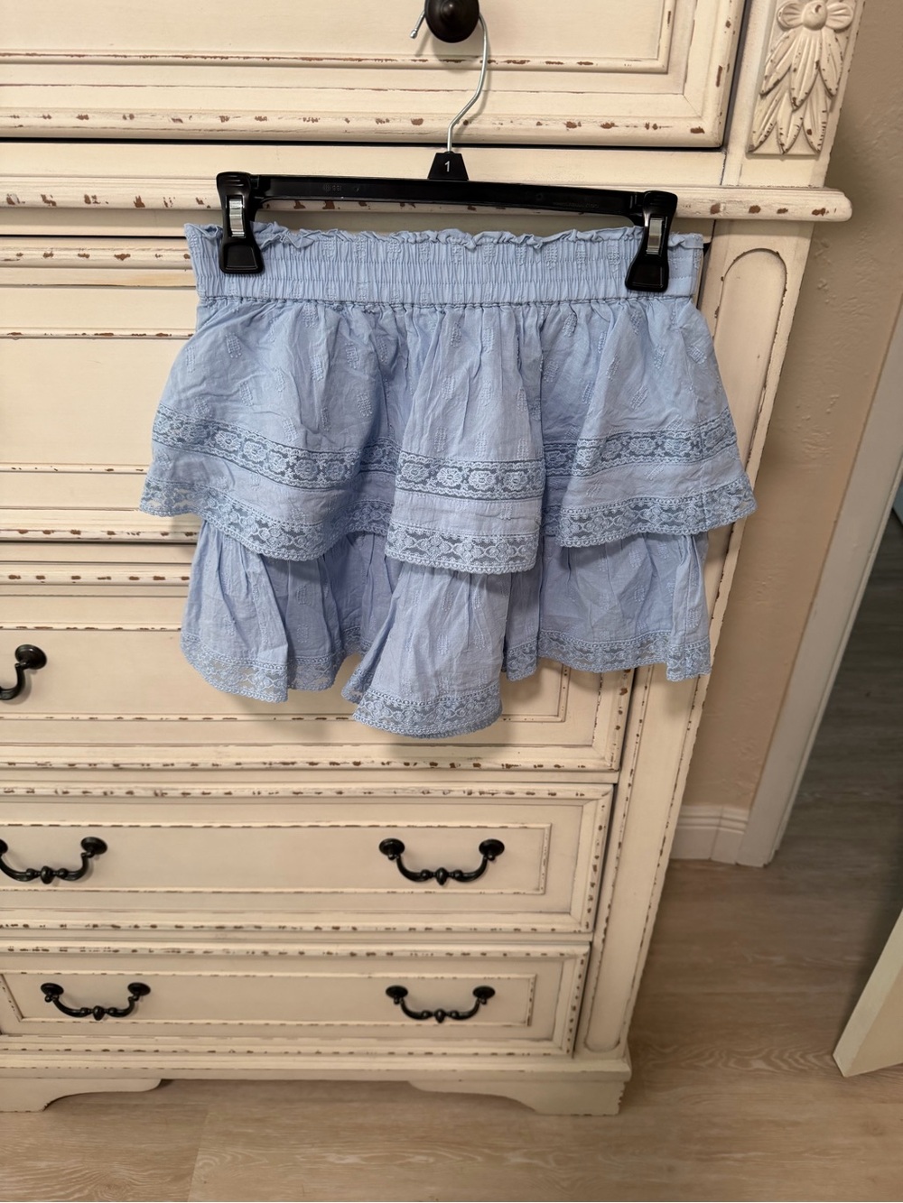 Altar'd State Light Blue Tiered Lace Skort